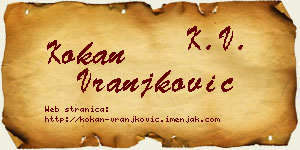 Kokan Vranjković vizit kartica